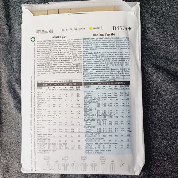 Buttricks Men's B4574 Costume XLG -XXXL Never Cut/Robin Hood/Captain Hook Pirate - Picture 3 of 3